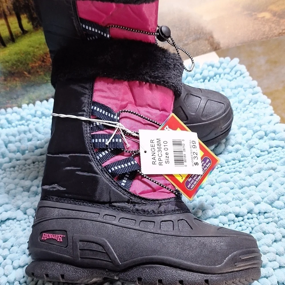 NWT Ranger pac boots size 1 all-weather boots black/pink girls
